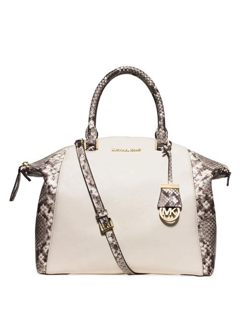 michael kors riley large satchel ecru|Riley Large Embossed.